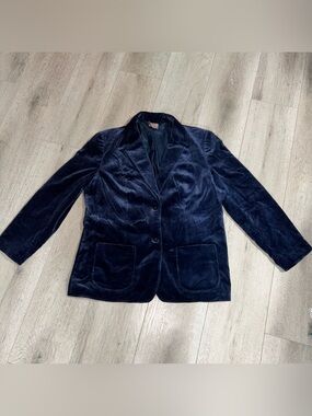 Vintage Tan Flay Blazer Size 18 Velvet Navy Blue